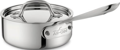 All-Clad D3® Stainless Steel 1 Quart Sauce Pan Covered- Made in the USA- The Original Bonded Professional Cookware- Oven Safe & Induction Compatible