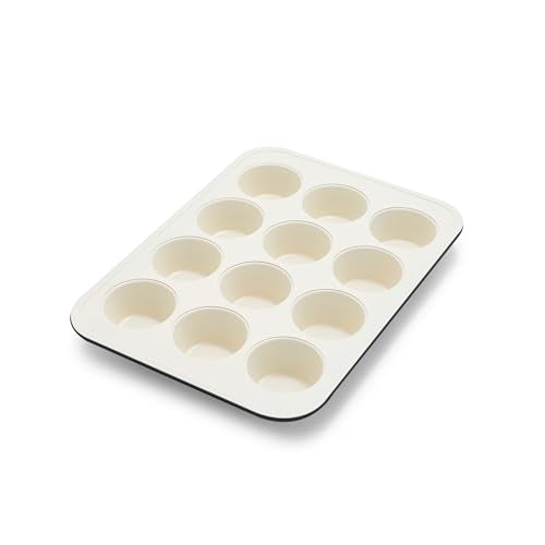 GreenPan Bakewell 12-Cup Muffin Pan, Healthy Ceramic Nonstick Bakeware, PFAS-Free Cupcake Mold, Durable Baking Tray, Versatile Kitchen Essentials, Easy Clean Ovenware, Black