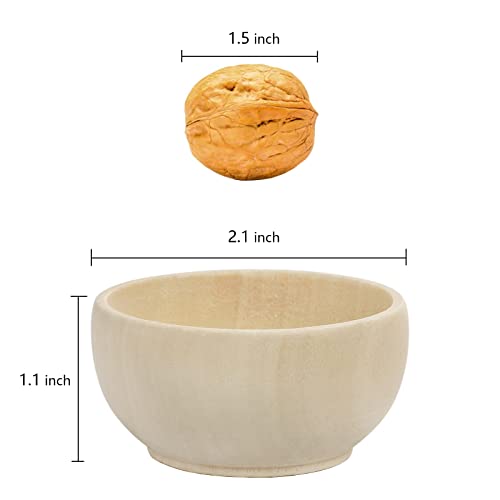 ZENFUN 20 Pack Wooden Pinch Bowls, Mini Unfinished Bowls Set for Dipping Sauce, Condiment Bowls, Condiment Cups, Nuts, Candy, Fruits, Appetizer, and Snacks