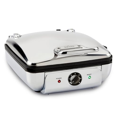 All-Clad Stainless Steel Waffle Maker 4 Section, Thick Belgium Waffle Makers, Upright Storage 1600 Watts, Nonstick, 6 Browning Levels, Dishwasher Safe