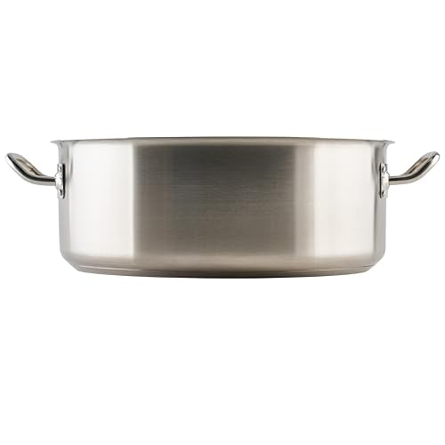 Winco Commercial-Grade Stainless Steel Brazier with Lid, 20 Quart