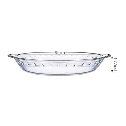 1 Pack Round Glass Pie Pans for Baking Round Baking Dishes with Handles for Apple Pie Pumpkin Pie Salads(Clear 9in)