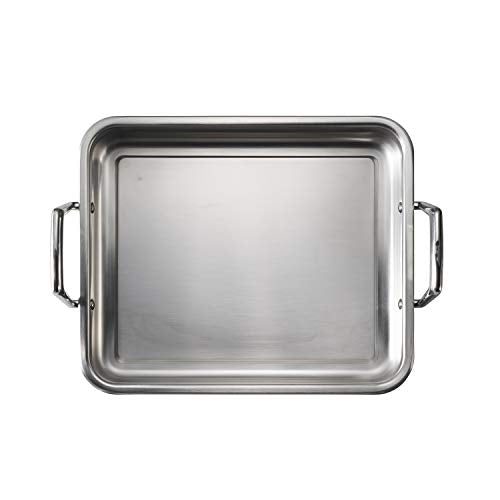 Tramontina 13.5-Inch Stainless Steel Roasting Pan with Rack, Turkey Roaster for Oven, Dishwasher Safe, Made in Brazil