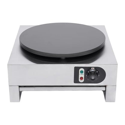 HinLIaDa 16" Commercial Electric Crepe Maker, 3000W Pancake Baking Machine Non-Stick Electric Crepe Pan Single Hotplate Adjustable Temperature 50-300℃(122-572℉) with Batter Spreader for Tortilla