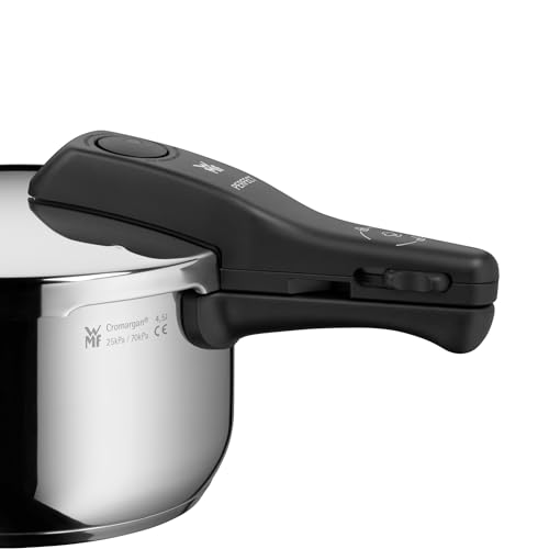 WMF Perfect Pressure Cooker Induction 4.5 L, Pressure Cooker, Large Cooking Signal, 2 Cooking Levels, Removable Lid Handle, Cromargan Stainless Steel