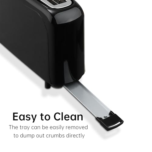 SEEDEEM 2 Slice Slim Toaster, 10" Long Slot, 6 Shade Settings, Black