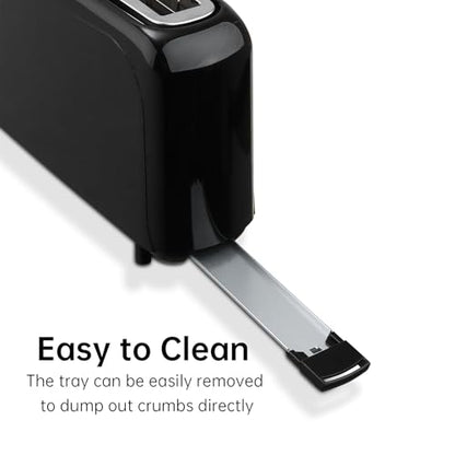 SEEDEEM 2 Slice Slim Toaster, 10" Long Slot, 6 Shade Settings, Black