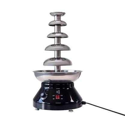 Commercial Chocolate Fountain Machine 5-Tier, 7 Lb Large Capacity Stainless Steel Melting Heater, 3000ml 230w 110v, for Hot Chocolate, Nacho Cheese, Liqueurs Electric, Christmas, Wedding, Party(Black)