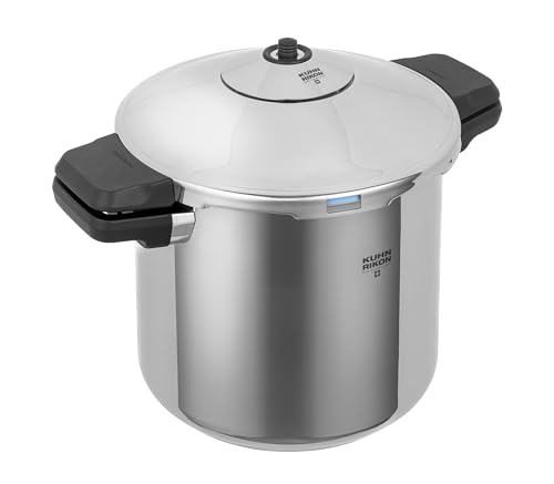 Kuhn Rikon DUROMATIC® 7.0L Stovetop Pressure Cooker – 22cm, Swiss Made – 18/10 Stainless Steel, Energy Efficient, Safe Locking Lid, Works on Induction & All Stovetops, Includes Trivet & Cookbook