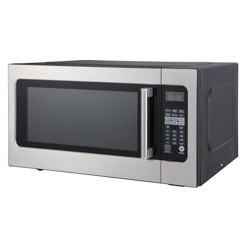 24.4 in. W. 2.2 cu. ft. Countertop Microwave Oven in Stainless Steel, with Gray Cavity
