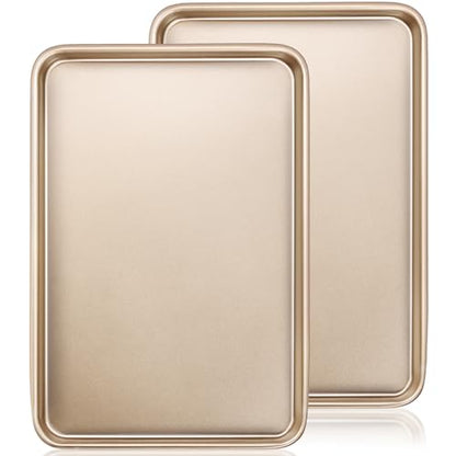 Baking Sheet Pan Set of 2, Wildone Commercial Cookie Sheets for Baking, Nonstick Carbon Steel Jelly Roll Pan Oven Tray 15x10 Inch, Heavy Duty & Easy Clean