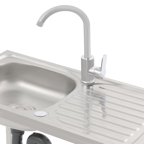 KWCWB Utility Sink,Outdoor Sink,Free Standing Stainless Steel Laundry Tub,with Cleaning Table&Storage Shelves for Garage, Restaurant, Kitchen,Camping, Backyard