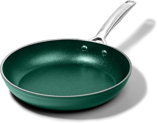 Granitestone 10 Inch Nonstick Frying Pan Skillet, Granite Coated Non Toxic Cooking Pan for Eggs & Omelettes, PFOA Free, Withstands Metal Utensils, Oven Safe to 500°F, Dishwasher Safe, Emerald Green