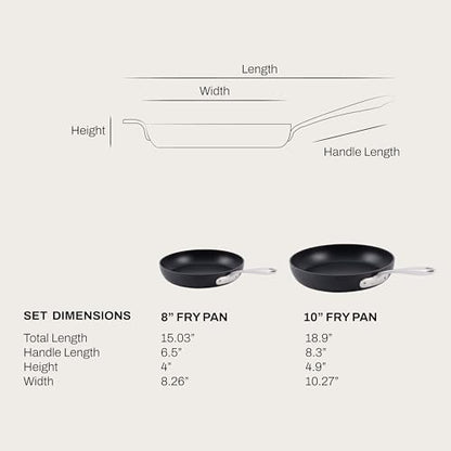 All-Clad HA1 Hard Anodized Non Stick Fry Pan Set 2 Piece, 8, 10 Inch, Induction, Oven Broiler Safe 500F, Pots and Pans Set, Kitchen Frying Pans, Skillets, Premium Cookware, Home, Dishwasher Safe Black
