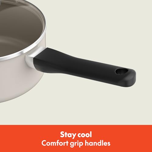 bella 12 Piece Cookware Set with EverGood™ Ceramic Nonstick Coating, Dishwasher & Oven Safe, All Stovetops Compatible, Tempered Glass Lids and Cool Touch Handles, Oatmilk