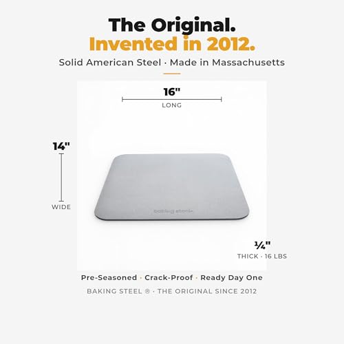 The Original Baking Steel® | Pre-Seasoned & Built to Last | 14"x16"x¼" Ultra-Conductive Pizza Steel for Oven & Grill | Made in USA Since 2012