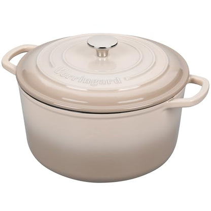 VORRINGARD Enameled Cast Iron Dutch Oven Pot with Lid, for Sourdough Bread Baking, Round Dutch Ovens, 4.5 Quart, Latte