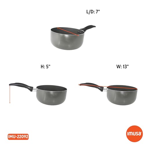 IMUSA 2.0 Qt PFAS Free Ceramic Nonstick Saucepan, Small Pot for Sauces, Gravies, Soups, Stews, Boiling & Heating, Aluminum Cookware with Cool-Touch Handle