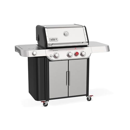 Weber Genesis S-335 Liquid Propane Gas Grill for Outdoor Cooking, Stainless Steel, 3 Burners and 1 Side Burner – Stainless Steel Cooking Grates, PureBlu Burners & Sear Zone