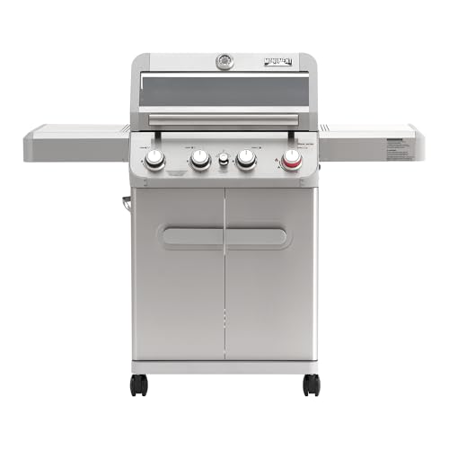 Monument Grills 4 Burner Propane Gas Grill, Stainless Steel Outdoor Patio Barbecue Grill, with Broil Zone Fast Heating, Knob Control, and Easy Cleanup, M410MBZ