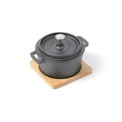 HAWOK Cast Iron Mini Dutch Oven with Lid Sauce pan Melting pot 270ml/9.13oz/1.08cup Black Set of 6