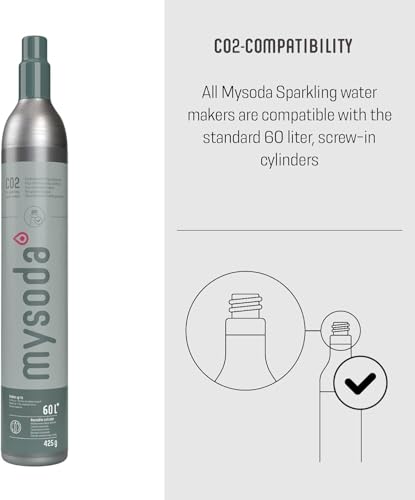 Mysoda Ruby 2 Silent Soda Maker with1L Bottle - High Quality - White Copper