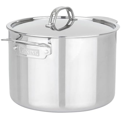Viking PureGlide Pro 3-Ply Nonstick Stock Pot, Made without PFAS, 8-Quart Induction Soup and Pasta Cooking Pot with Lid, Metal Utensil Safe Titanium Nonstick Surface, Oven Safe to 600F