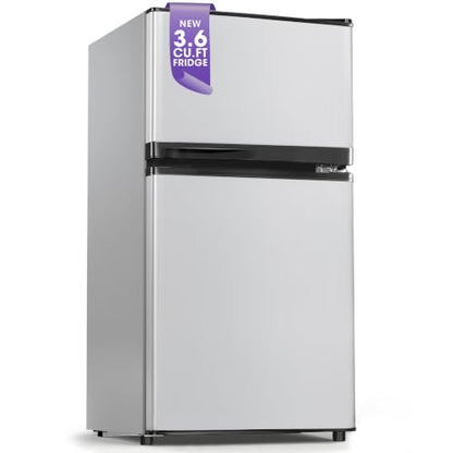 Tehanld 3.6 Cu.Ft Mini Fridge with Freezer for Dorm Office, Silver