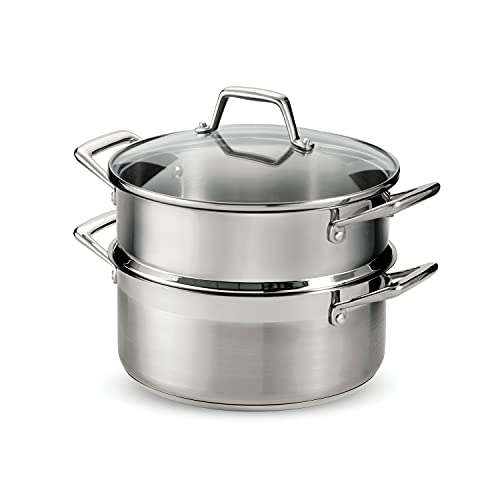 Tramontina Gourmet 5-Quart Steamer Set, Tri-Ply Base Stainless Steel Dutch Oven with Steamer Insert and Glass Lid, Induction-Ready