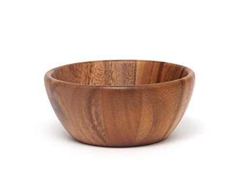 Lipper International Acacia Round Flair Serving Bowl for Fruits or Salads, Small, 6" Diameter x 2.5" Height, Single Bowl