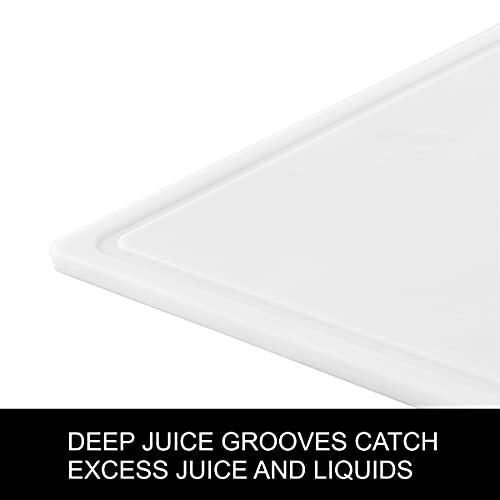 FARBERWARE Extra-Large Plastic Cutting Board, 15x20 Inch Dishwasher-Safe Chopping Board with Juice Groove, Non-Slip Surface, Durable, White