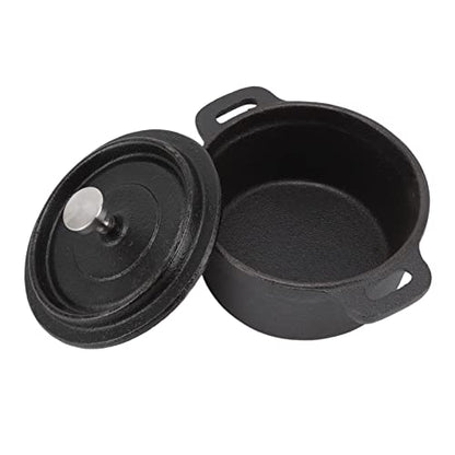 Acouto Small Castn Pot Dutch Oven Cast Iron Pot with Lid - Traditional Double Thickened Insulation Cooking Ergonomic Handle for Baking 7 Quart Capacity Heavy Duty Versatile