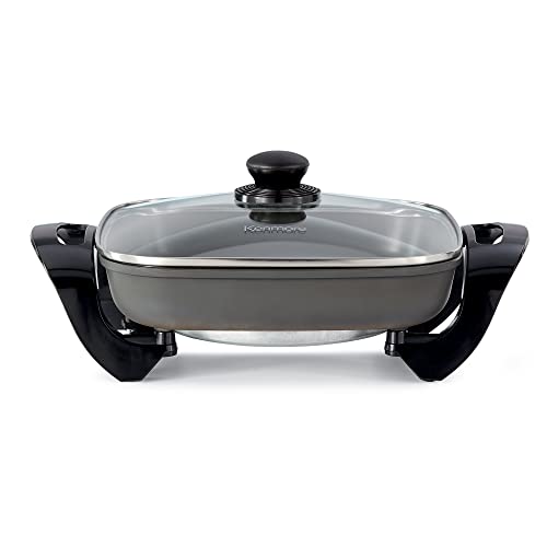 Kenmore Non-Stick Electric Skillet with Removable Drip Tray, Black, 10" x 18" Cooking Surface, Compact Countertop Cooking, Grill, Saute, Fry
