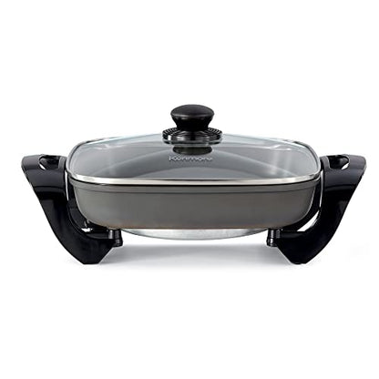 Kenmore Non-Stick Electric Skillet with Removable Drip Tray, Black, 10" x 18" Cooking Surface, Compact Countertop Cooking, Grill, Saute, Fry