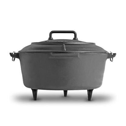 Volcano Grills 8-Quart Cast Iron Dutch Oven with Legs & Lid, Pre-Seasoned Vintage Style Camping Pot, Outdoor Campfire Cooking, Charcoal Lid, Heavy Duty Black Cast Iron, Camping, BBQ & Outdoor Cooking