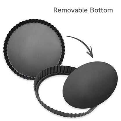 Maclia Tart Pan Removable Bottom - 8.6 Inch Non-Stick Carbon Steel Pie Pan for Baking Tarts, Pies, Quiches, Brownies, Quiche Baking Dish with Fluted Edges, Fruit Tart Mold