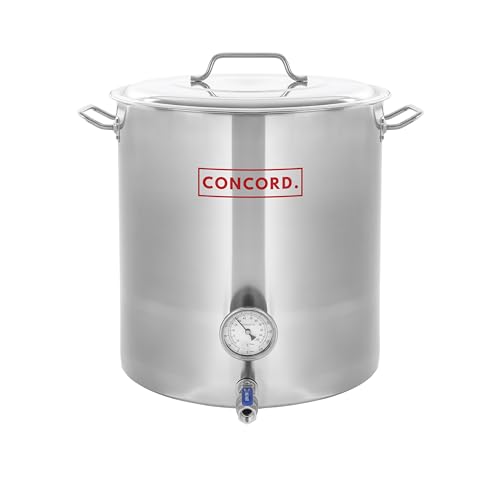 CONCORD Stainless Steel Home Brew Kettle Stock Pot (Weldless Fittings) (20 QT/ 5 Gal)