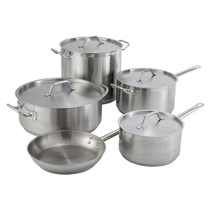 Winco Commercial-Grade Stainless Steel Brazier with Lid, 20 Quart