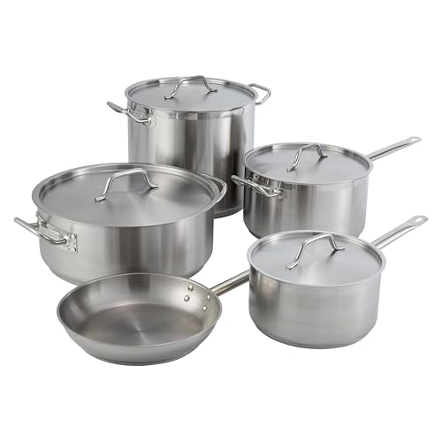 Winco Heavy-Duty Stainless Steel Stock Pot with Cover, 8 Quart