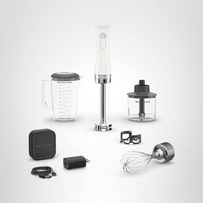KitchenAid Go Cordless Hand Blender with Accessories - Battery Included, KHBRV75, Porcelain White