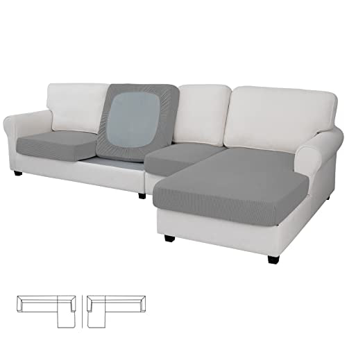 Easy-Going Stretch 4 Pieces Couch Cushion Covers for Sectional Sofa L Shape