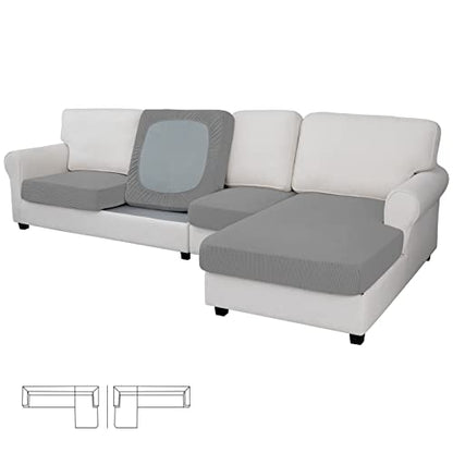 Easy-Going Stretch 4 Pieces Couch Cushion Covers for Sectional Sofa L Shape
