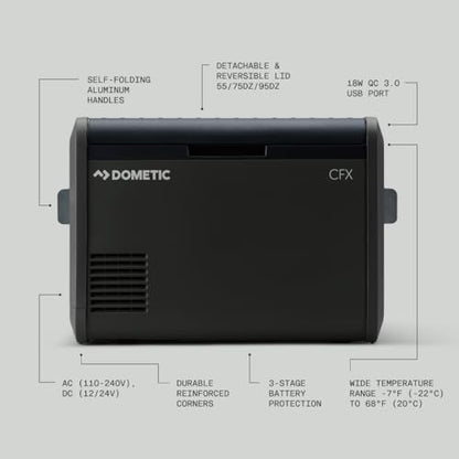 Dometic CFX5 75 Liter Dual Zone Portable Refrigerator and Freezer, Powered by AC/DC