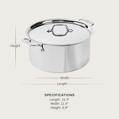 All-Clad D3® Stainless Steel 8 Quart Stockpot Covered- Made in the USA- The Original Bonded Professional Cookware- Oven Safe & Induction Compatible