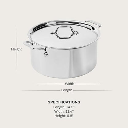 All-Clad D3® Stainless Steel 8 Quart Stockpot Covered- Made in the USA- The Original Bonded Professional Cookware- Oven Safe & Induction Compatible