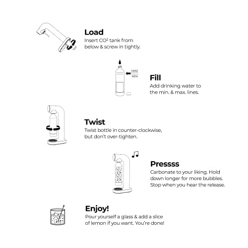 AWA WATER CARBONATOR Machine- Sparkling Water Maker & Soda Maker Machine Metal accents – With BPA Free 1L Bottle,Cordless And Stylish European Design,Compatible With Any Screw-In 60L C02 Cartridges
