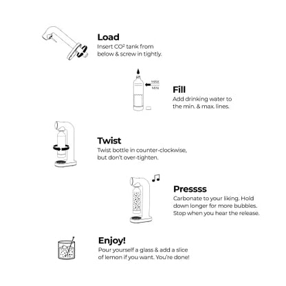 AWA WATER CARBONATOR Machine- Sparkling Water Maker & Soda Maker Machine Metal accents – With BPA Free 1L Bottle,Cordless And Stylish European Design,Compatible With Any Screw-In 60L C02 Cartridges