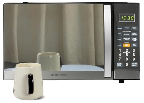 Emerson MWG1191SB 1.1 Cu. Ft. Microwave with Built-In Grill Function, 1100W Power, Stainless Steel, LED Timer Display, 11 Power Levels, 9 Preset Cooking Options, Removable Glass Turntable, Child Lock