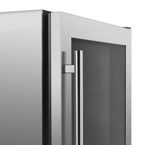 Blaze 20-Inch 4.5 Cubic Feet Outdoor Rated Beverage Cooler with Lock, Reversible Glass Door, Digital Thermostat, and Stainless Steel Exterior Finish - BLZ-GDBEV20-4.5
