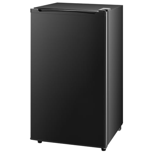 DUMOS 3.2 Cu.Ft Mini Fridge with Freezer, Single Door Refrigerator with Adjustable Thermostat, Compact Small Fridge for Bedroom, Office, Dorm, Black, Single Door